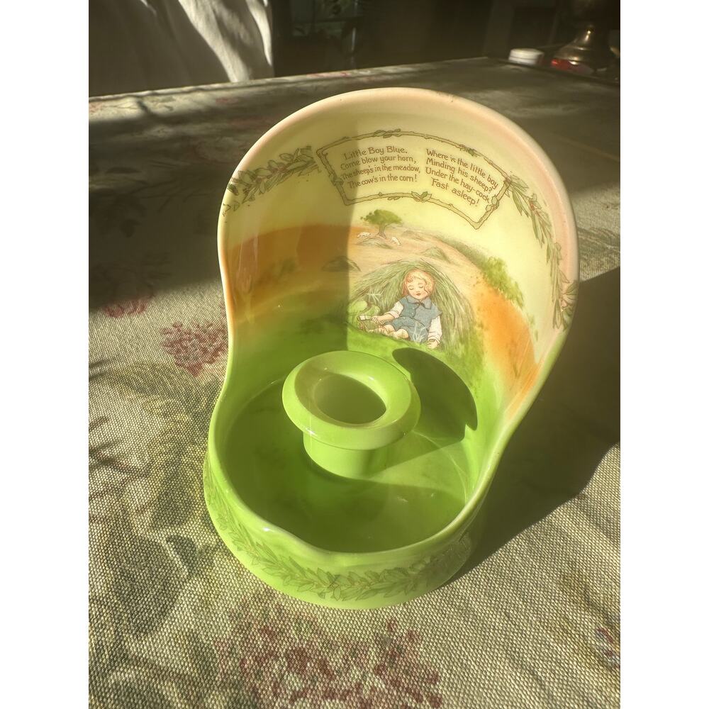Royal Bayreuth Little Boy Blue hooded chamberstick  candle holder Bavaria rhyme